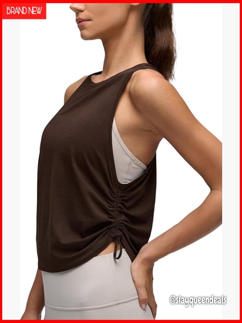 Pima Cotton Ruched Side Tank Top for Workouts and Casual Wear